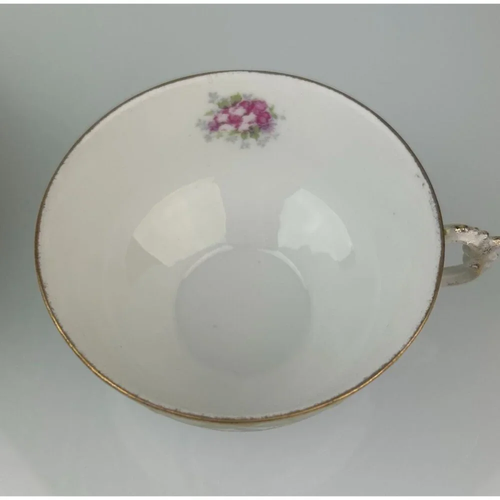 Excelsior Austria Porcelain Teacup & Saucer Green Pink Floral Victorian